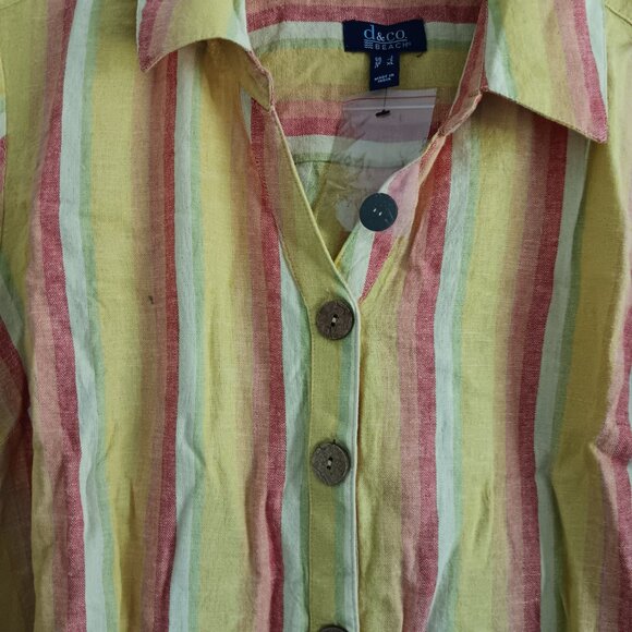 Denim & Co. Beach Button- Front Shirt Dress Cover-Up - Sz L a392648 - Picture 4 of 5